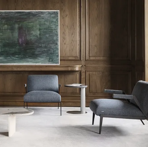Poltrona di design in tessuto con struttura metallica Lima di Nicoline