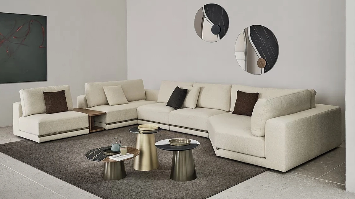 Specchio Luxor con elementi decorativi in SuperMarmo e legno di Bontempi