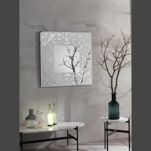 Specchio Namaste con cornice in vetro argentato di Stones