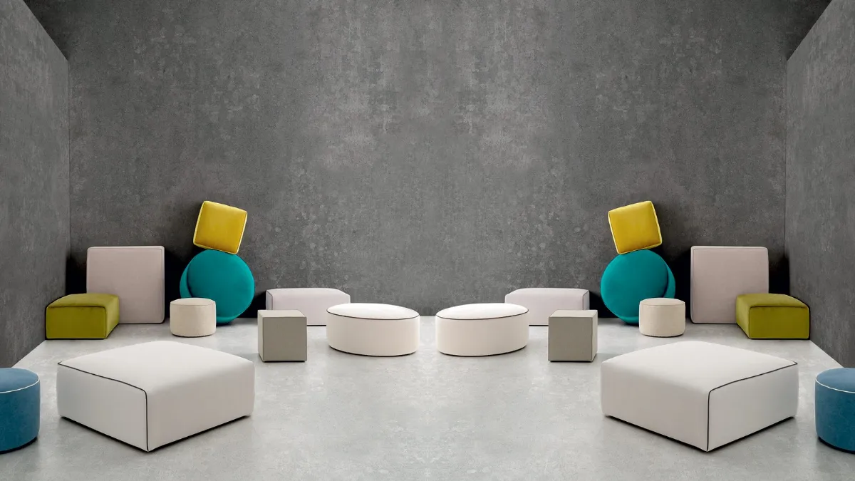 Pouf Collection in tessuto con varie forme di Felis