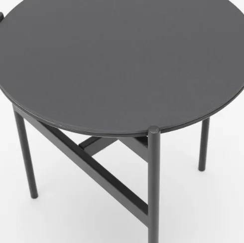 Tavolino rotondo Thor con top in ceramica con fondo in MDF e struttura in metallo verniciato di Stones