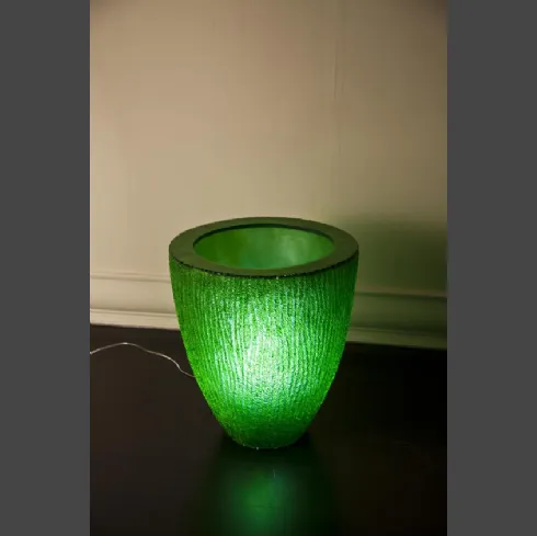 Vaso verde in resina con luce interna di Stones