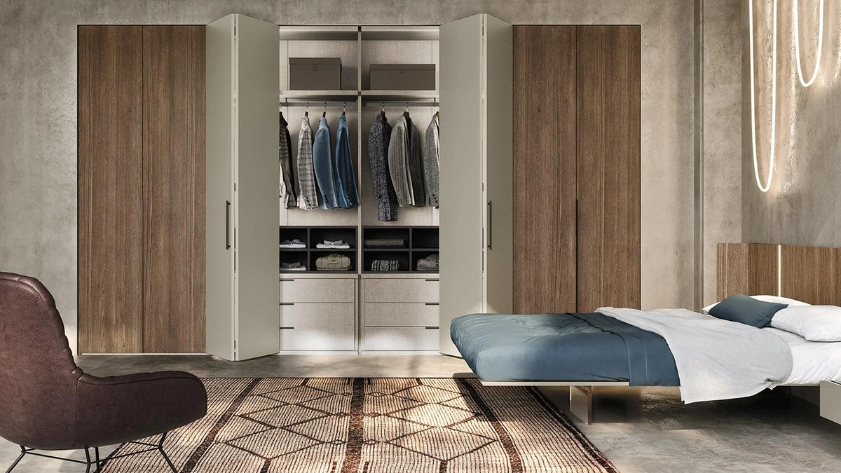 Armadio con ante a soffietto Comp N12 in laccato e legno di Mobilgam