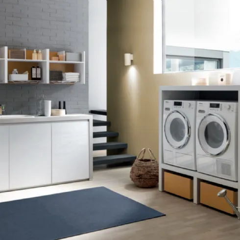 Mobile da lavanderia Laundry System C03 in laminato Rovere dogato Bianco e melaminico Rovere e di Baxar