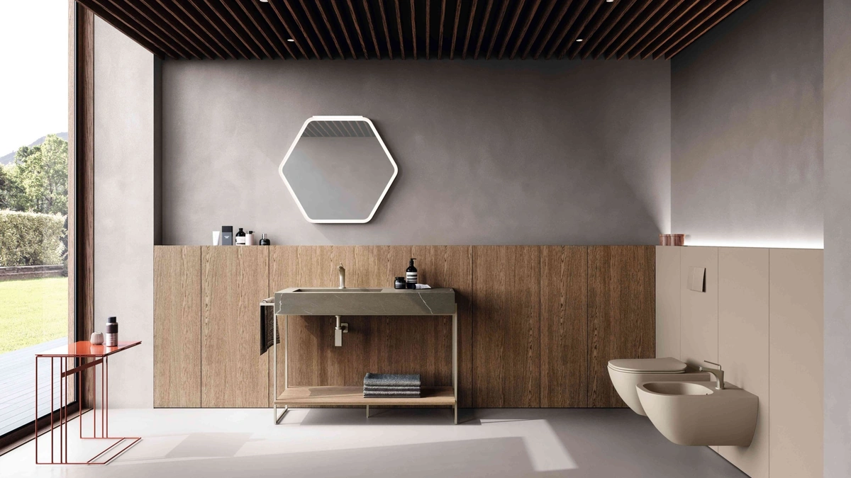 Mobile da Bagno M2 System 241 in rovere avena e gres di Baxar