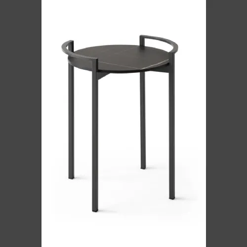 Comodino Elianto con top rotondo in melaminico effetto marmo e base in metallo di Nefi Italia 