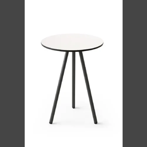 Comodino rotondo Ibisco con top in melaminico e base in metallo di Nefi Italia 