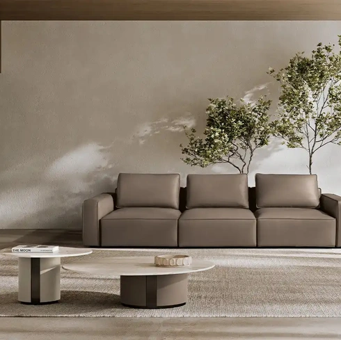 Divano lineare in pelle Raja di Max Divani