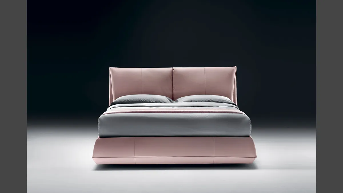 Letto imbottito in pelle con box contenitore e testiera Avenue di Bontempi Letti Design