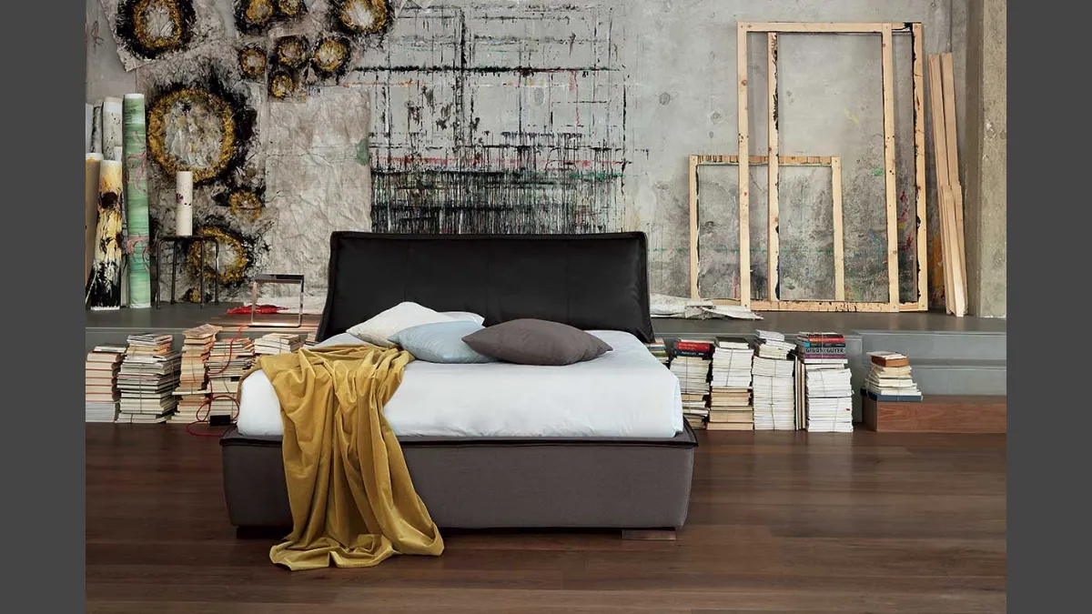 Letto in tessuto con testiera Sandy di Bontempi Letti Design