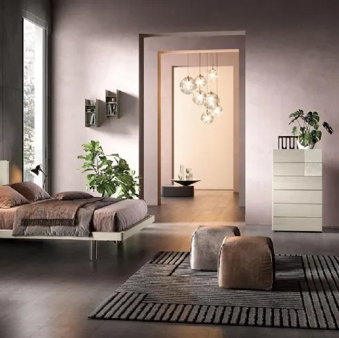 Letto in legno con testiera E03 Spot e Alfa di Mercantini