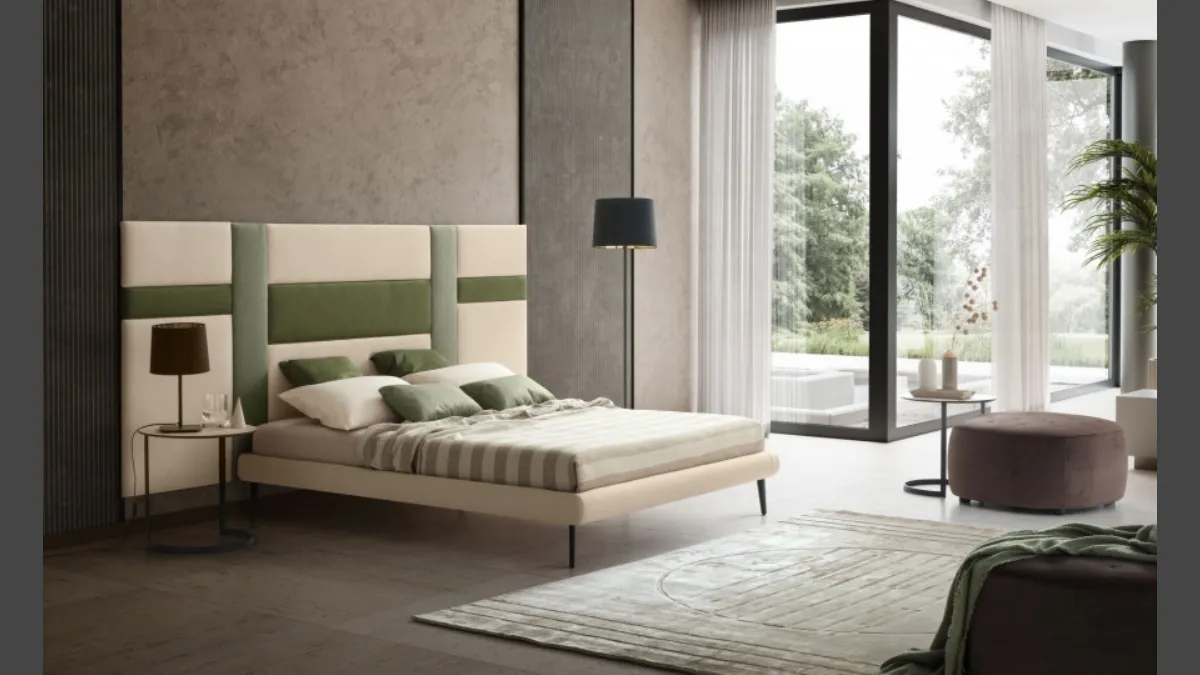 Letto in tessuto con testiera modulare Ground di Le Comfort