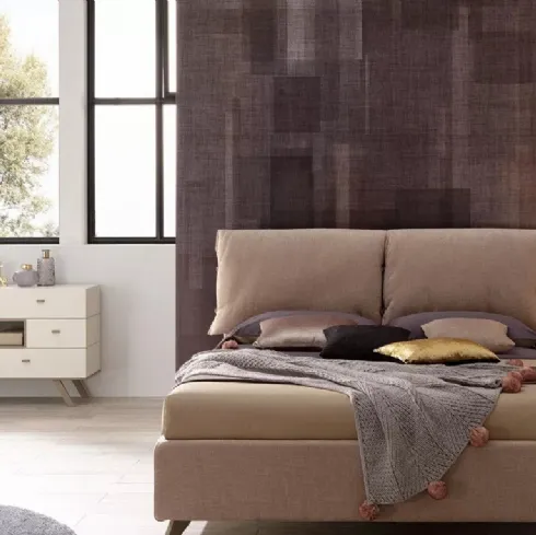 Letto in tessuto imbottito con testiera SC216 di Moretti Compact