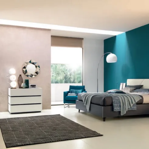 Letto con testiera in ecopelle Bianco Artico NC115 Moretti Compact