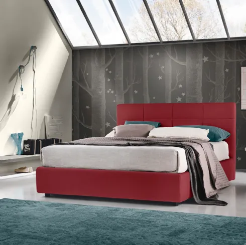 Letto Sole in ecopelle con box contenitore di Susan imbottiti