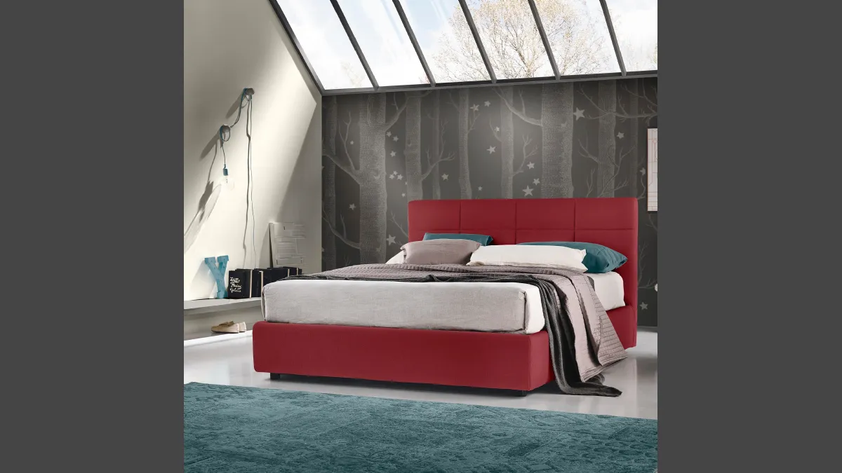 Letto Sole in ecopelle con box contenitore di Susan imbottiti
