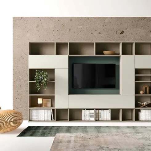 Libreria a muro Kosmos KL214 in laccato opaco di Mercantini