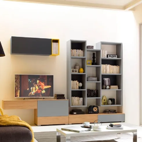 Libreria sospesa in laccato grigio LV105 di Moretti Compact