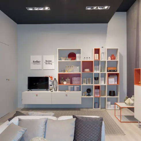 Libreria componibile in melaminico e laccato MC044 di Moretti Compact