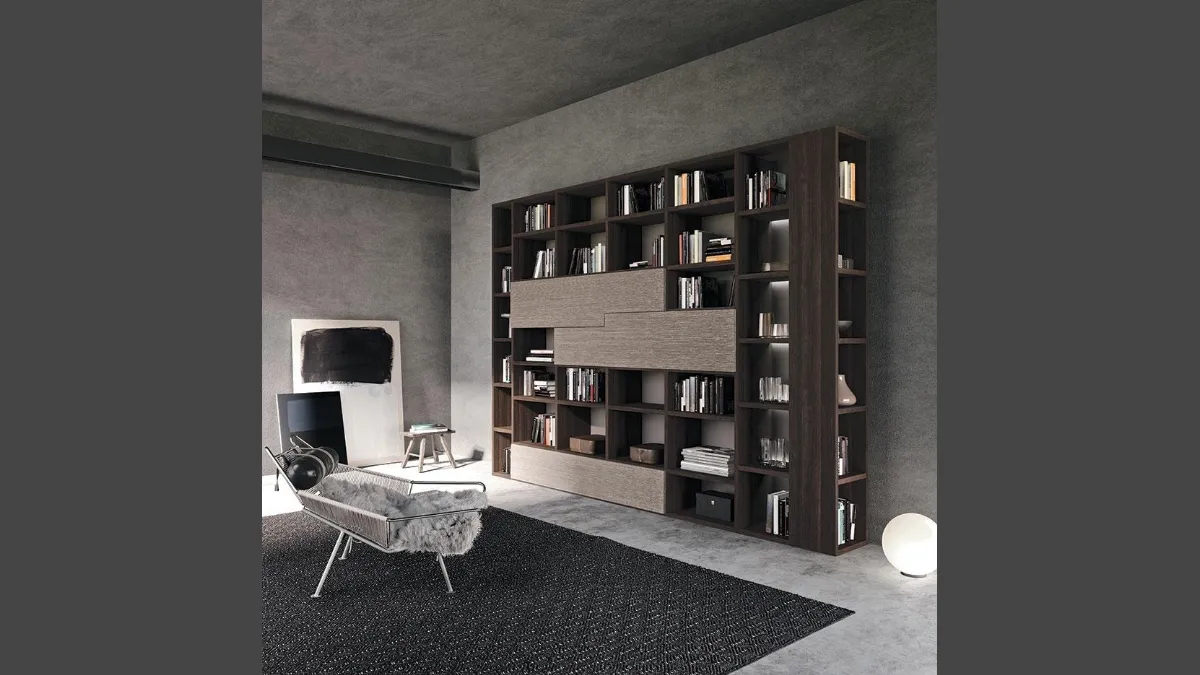 Libreria Horizon 944 in legno e laminato di Mobilgam