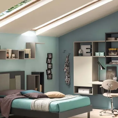 Libreria in melaminico e  laccato YC317 di Moretti Compact