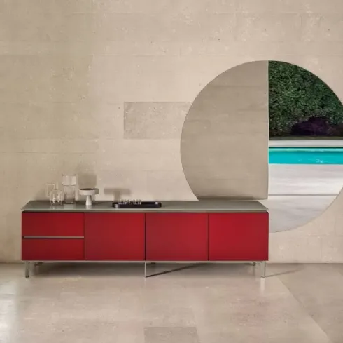 Madia Cosmopolitan in Legno Laccato Rosso di Bontempi