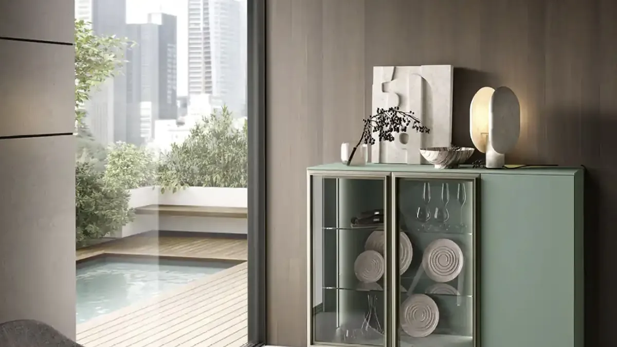 Madia Kosmos KM312 in laccato e vetro di Moretti Compact Giorno Notte