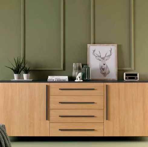 Madia dal design decorativo elegante con struttura laccata grafite LV203 di Moretti Compact