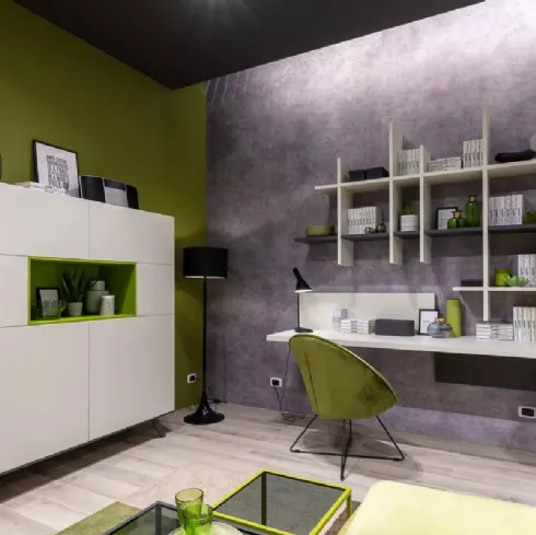Madia Alta in laminato con wallbox a giorno laccato LV210 di Moretti Compact