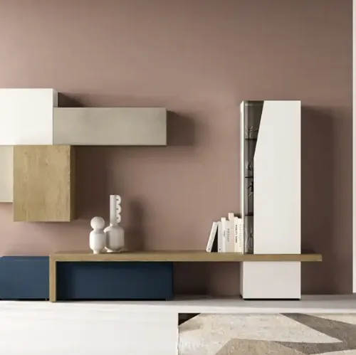 Parete Attrezzata Kosmos KC104 in legno, laccato e melaminico di Moretti Compact Giorno Notte