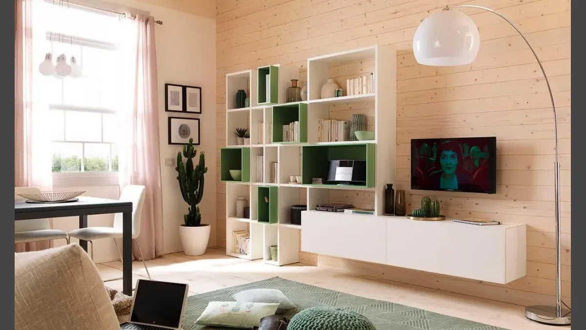 Parete attrezzata con libreria, LV102 di Moretti Compact