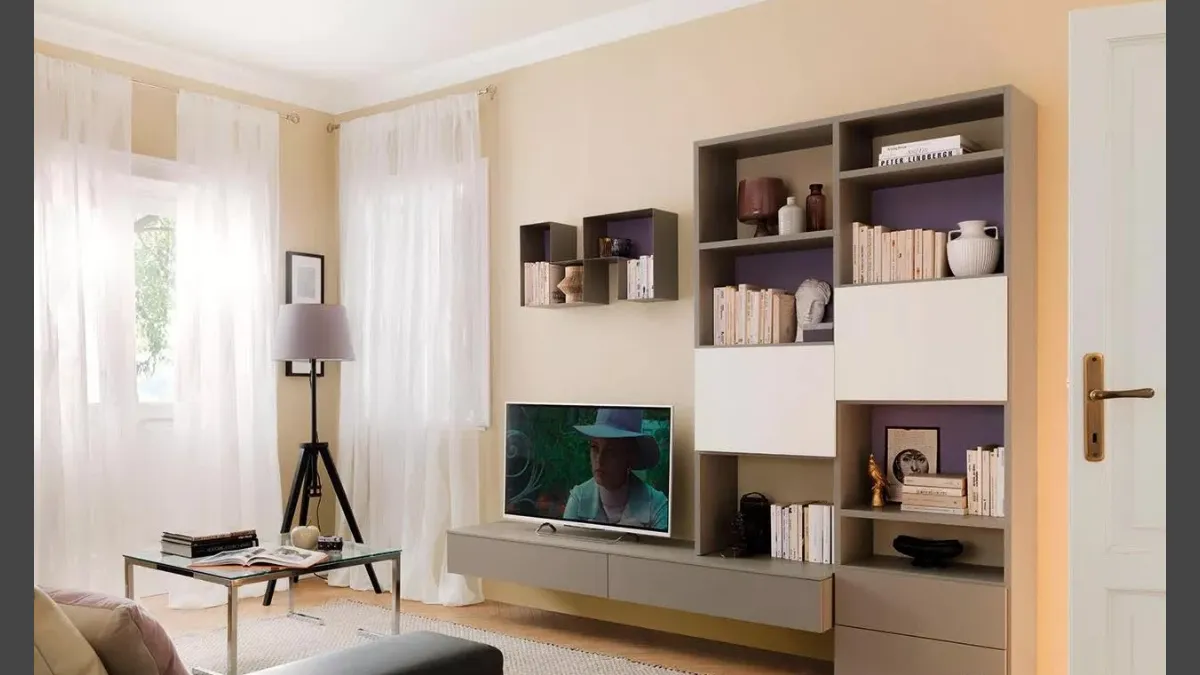 Parete attrezzata moderna in laccato opaco LV111 di Moretti Compact