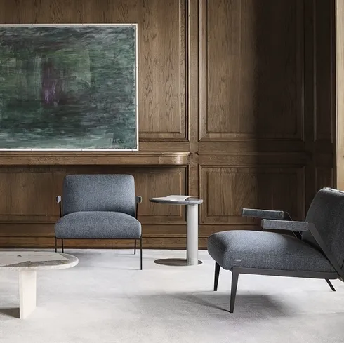 Poltrona di design in tessuto con struttura metallica Lima di Nicoline