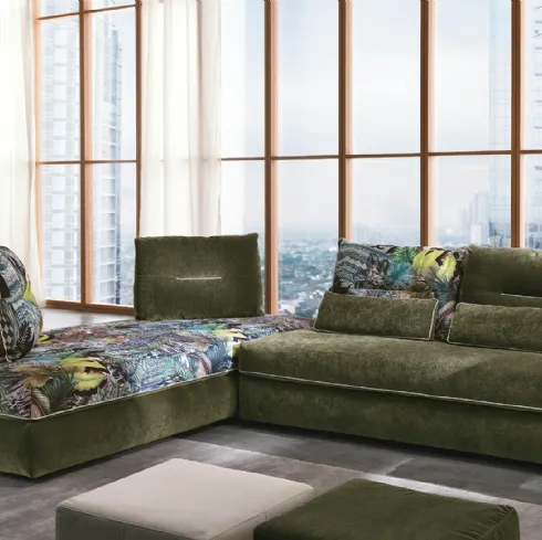 Divano letto angolare in velluto e motivi floreali Flam di Max Divani