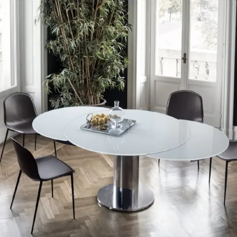 Sedia Seventy rivestita in cuoio con struttura in acciaio laccato di Bontempi