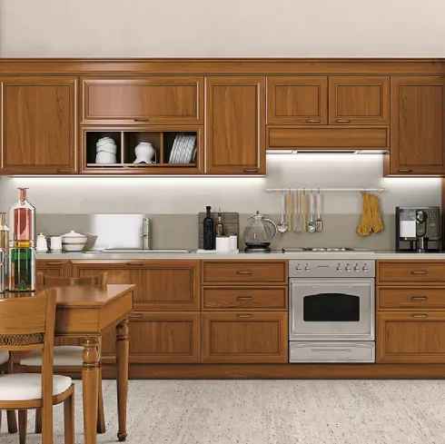 Cucina Classica lineare in legno Le Gemme composizione 5 di Le Fablier