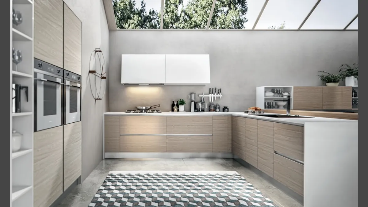 Cucina Moderna Cartesia 02 in melaminico con top finitura Ghiaccio di Home Cucine