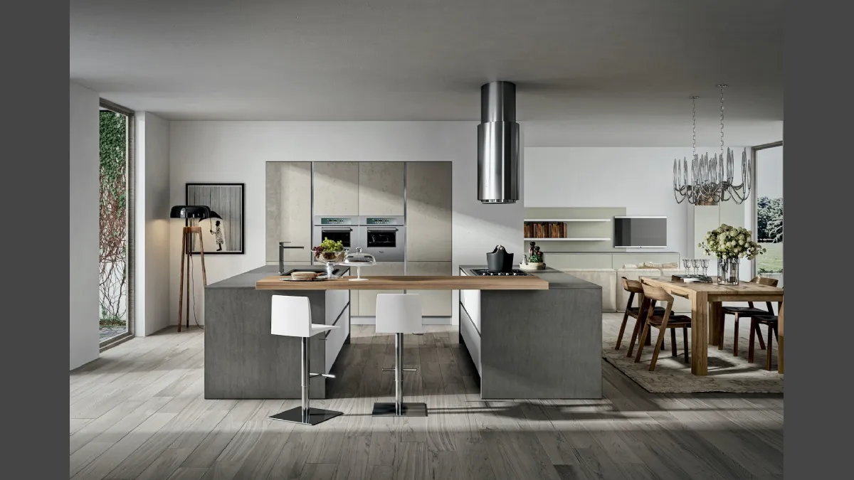 Cucina Moderna con doppia isola Cartesia 04 in melaminico di Home Cucine