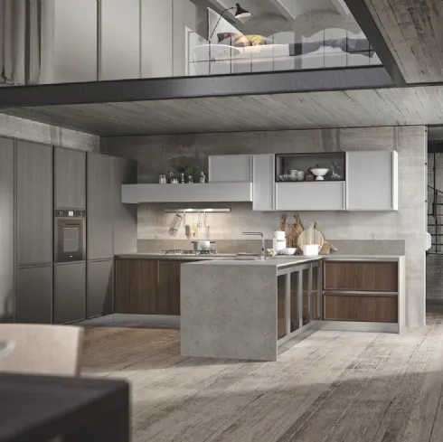 Cucina Moderna con penisola Estetica 06 in frassino di Home Cucine