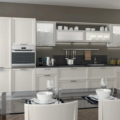 Cucina Moderna lineare Melograno Composizione PM03 in legno di frassino di Le Fablier