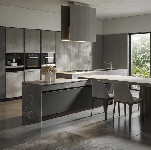 Cucina Moderna con isola Logos 01 in melaminico di Home Cucine