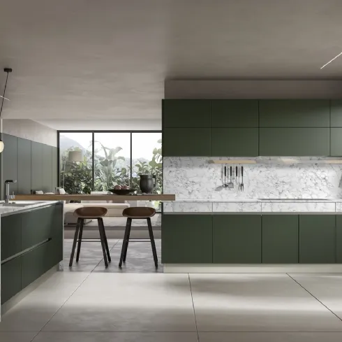 Cucina Moderna con isola Logos 03 in melaminico Home Cucine