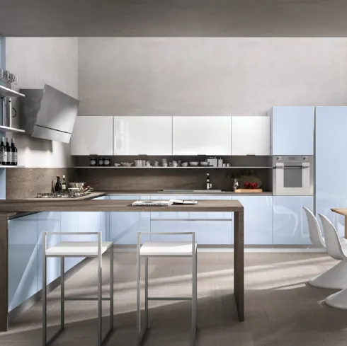 Cucina Moderna angolare con penisola Reflexa 04 in laminato di Home Cucine