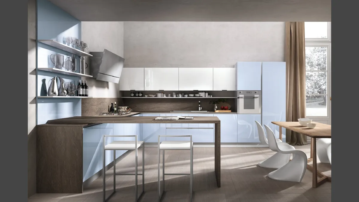 Cucina Moderna angolare con penisola Reflexa 04 in laminato di Home Cucine