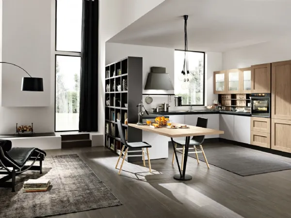 Cucina Moderna lineare Genesi 01 in melaminico finitura Cortina e Urban di Home Cucine