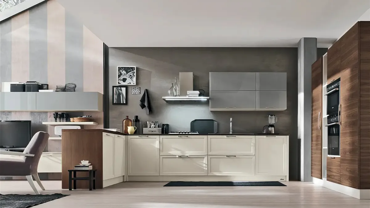 Cucina su misura con penisola Melograno composizione 02 di Le Fablier